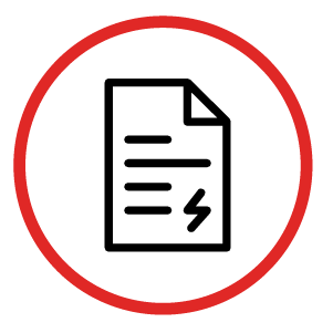 Icon of a sheet of paper with a lightning bolt on it