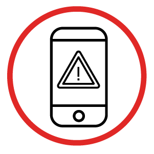 Phone icon with warning alert symbol