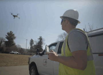 Pilot operating a drone