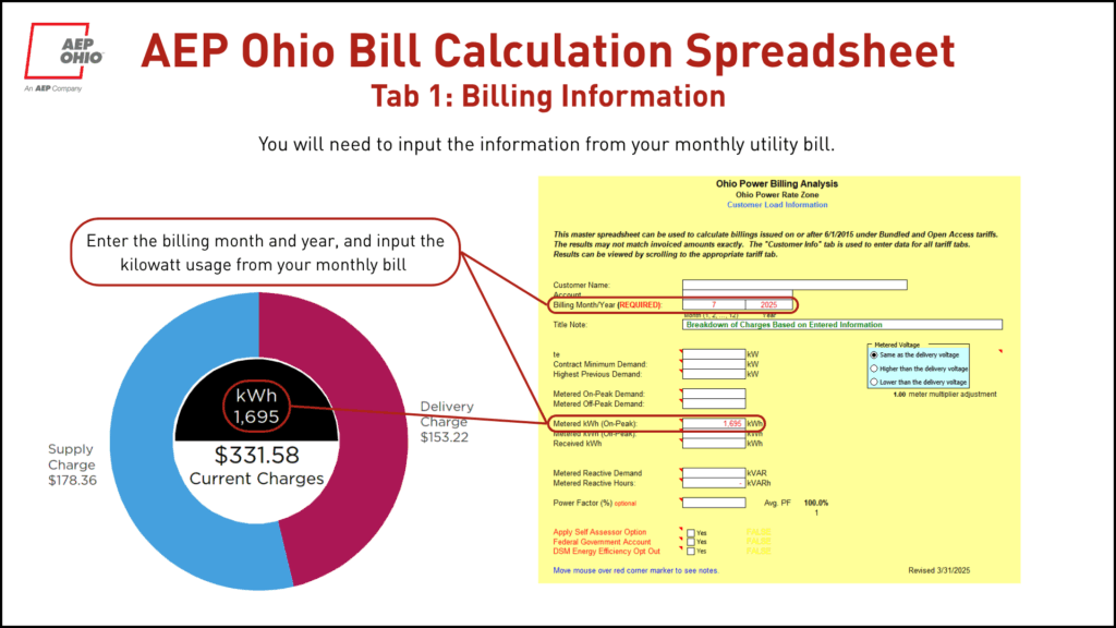 AEP Ohio Bill Calculation Spreadsheet